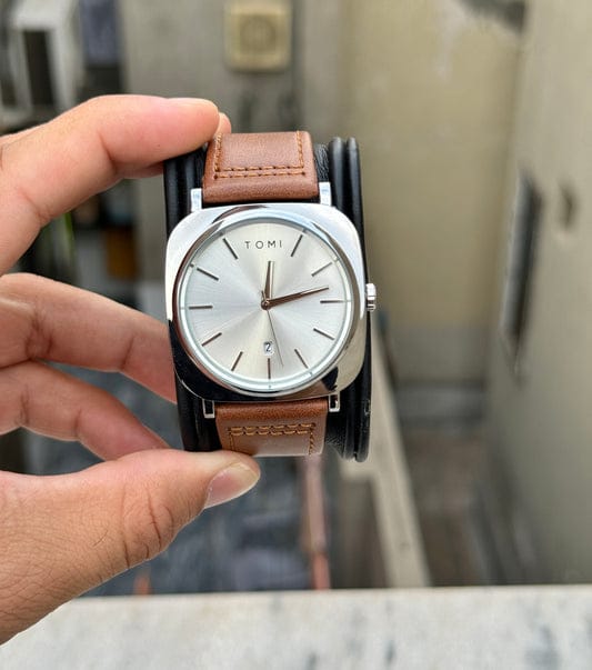 TOMI T-084 Men's Watch Quartz Date Leather Strap