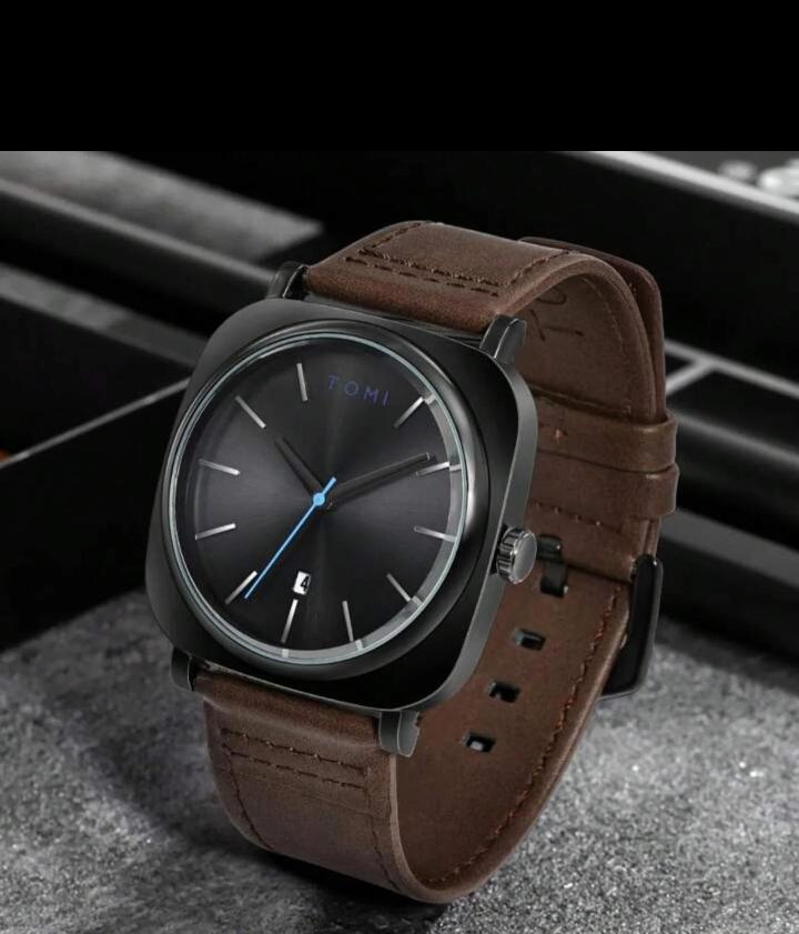 TOMI T-084 Men's Watch Quartz Date Leather Strap