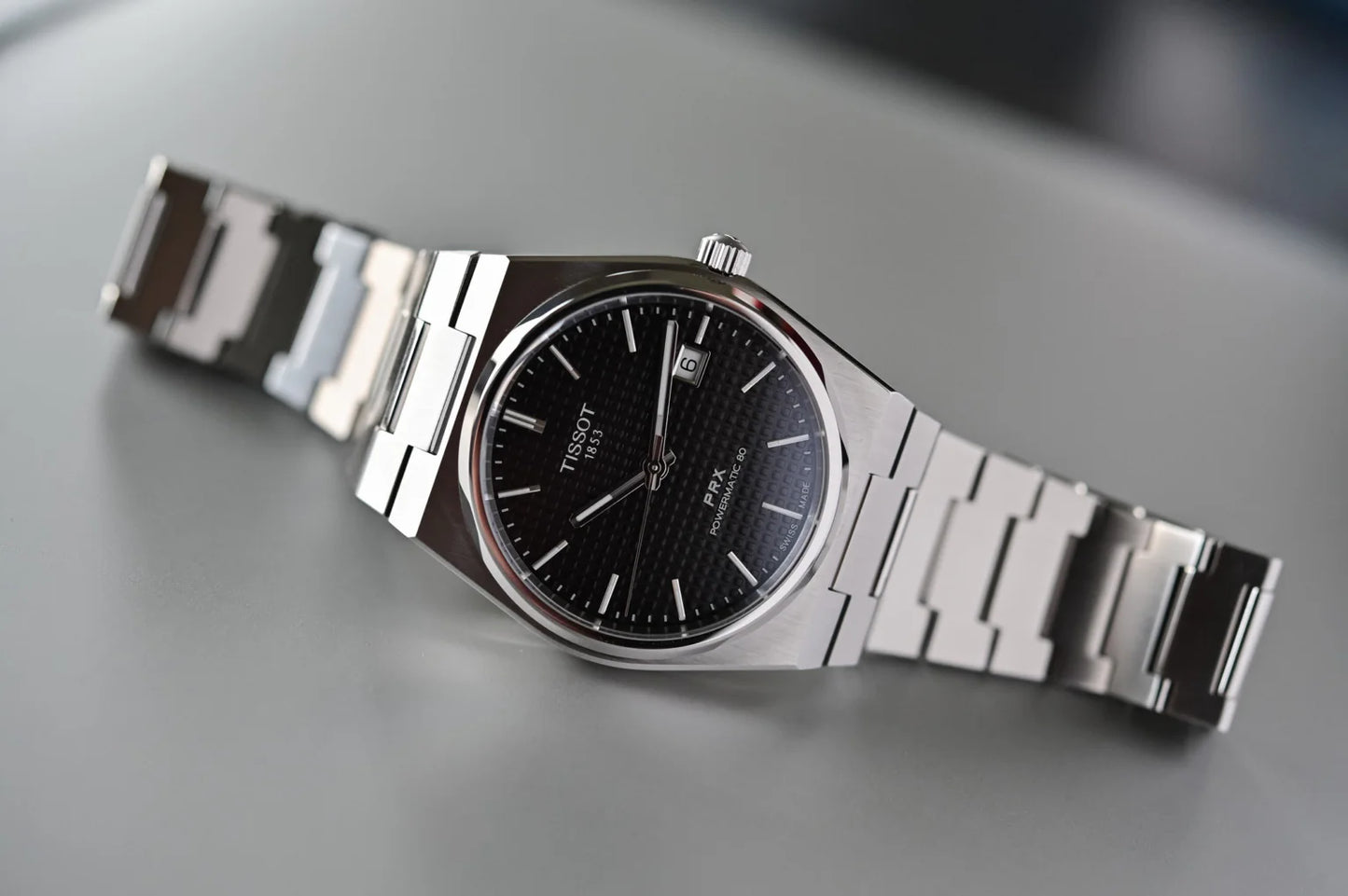 TIS PRX Pattern Black Dial Silver Chain