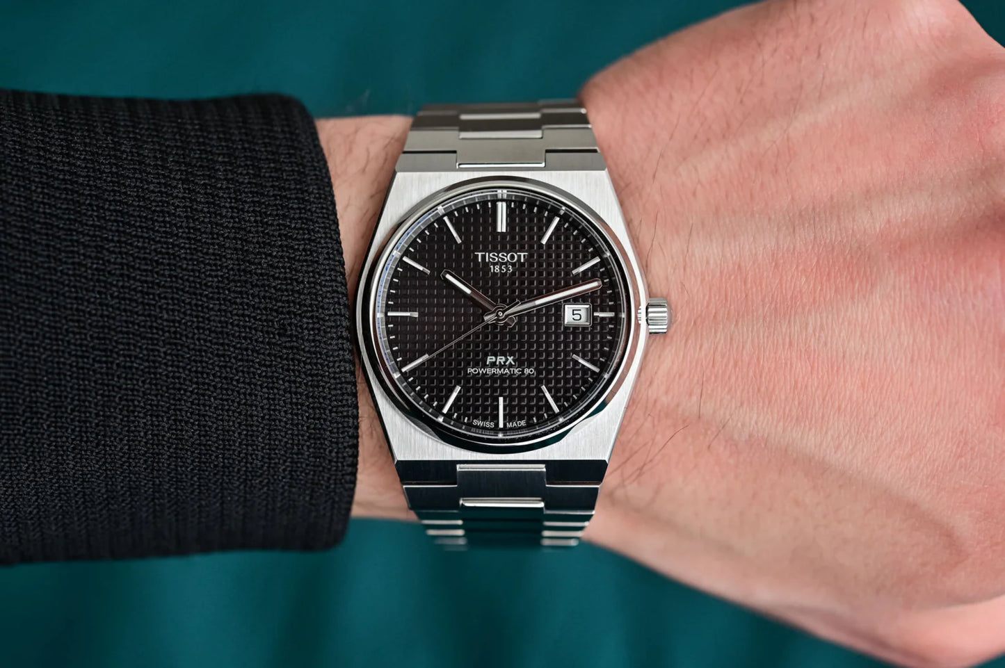 TIS PRX Pattern Black Dial Silver Chain